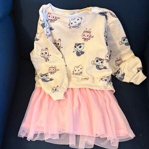 H&M Cream Gabby Dollhouse Print Top with Pink Accents